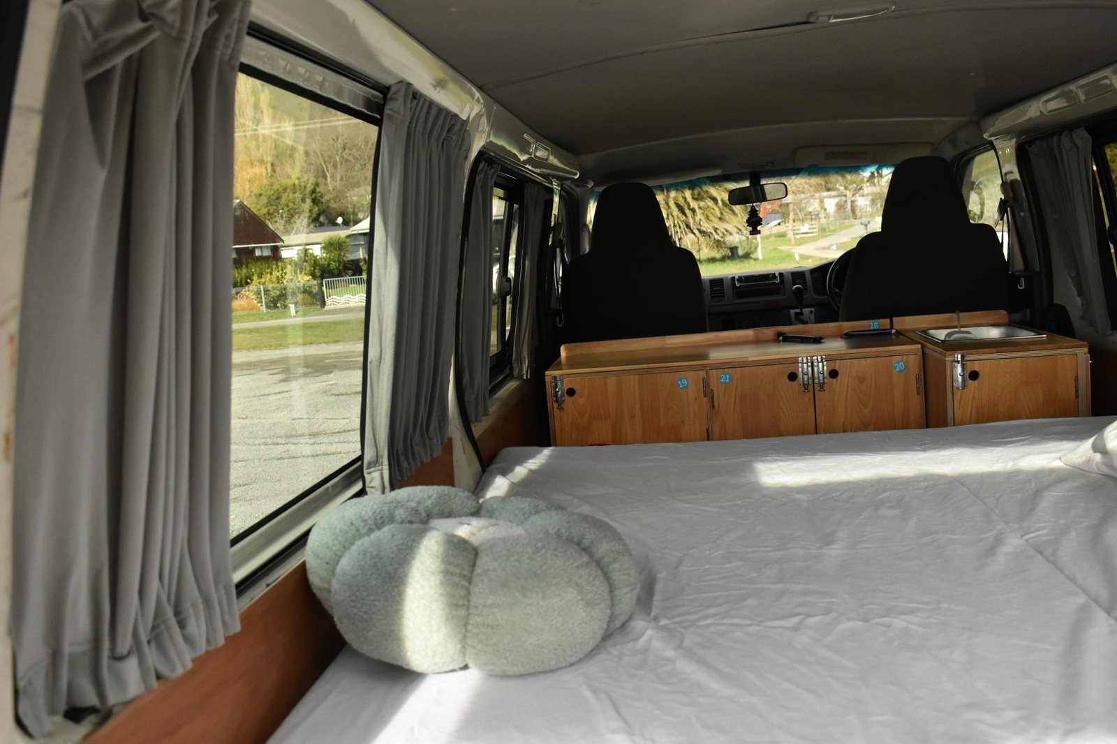 Aoraki campervan bed made up