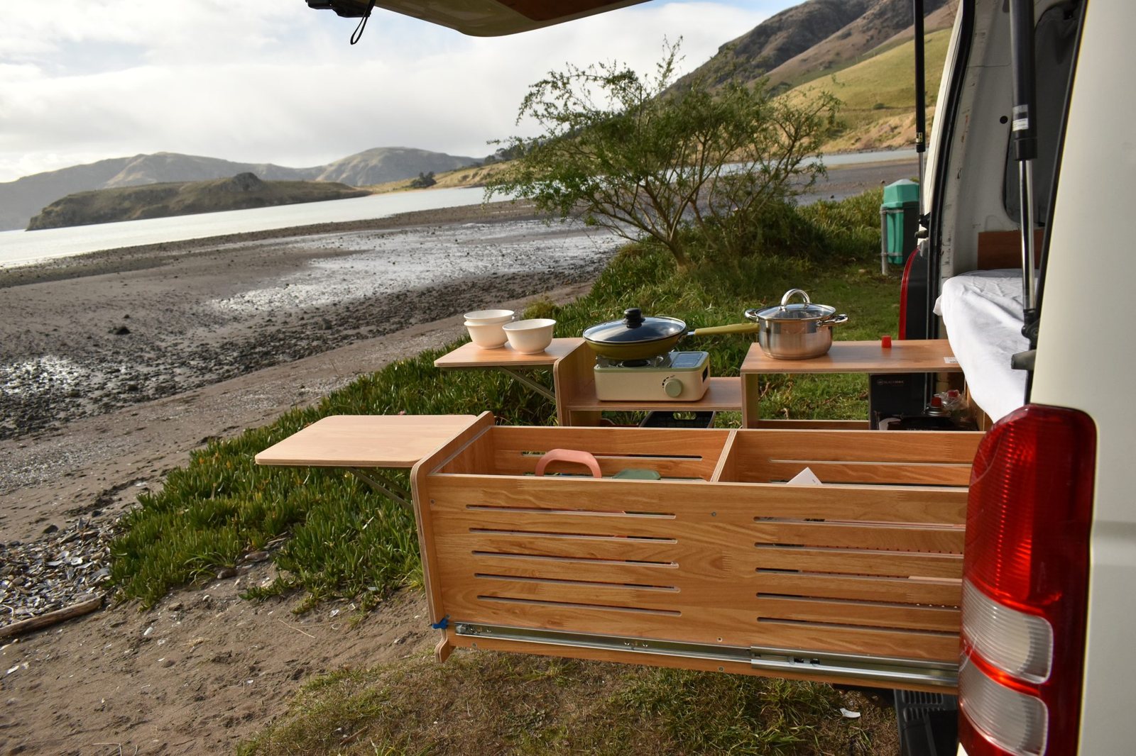 Aoraki campervan rear kitchen