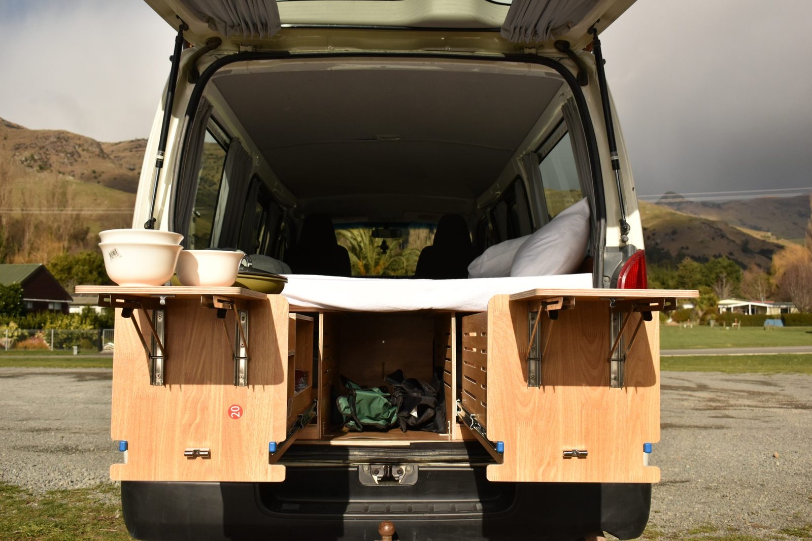 Aoraki campervan slide out kitchen